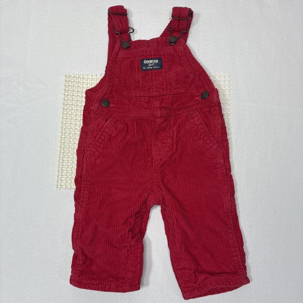 Oshkosh Bgosh Red Corduroy Overalls Size 6 Months